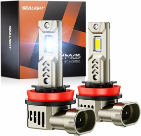 SEALIGHT Upgrade H11/H8/H9 Light Bulb or Fog Light, 34000LM Super Bright 6500K Built-in Driver, H11 Bulb 360° Adjustable Plug-N-Play, IP68 Waterproof, Pack of 2