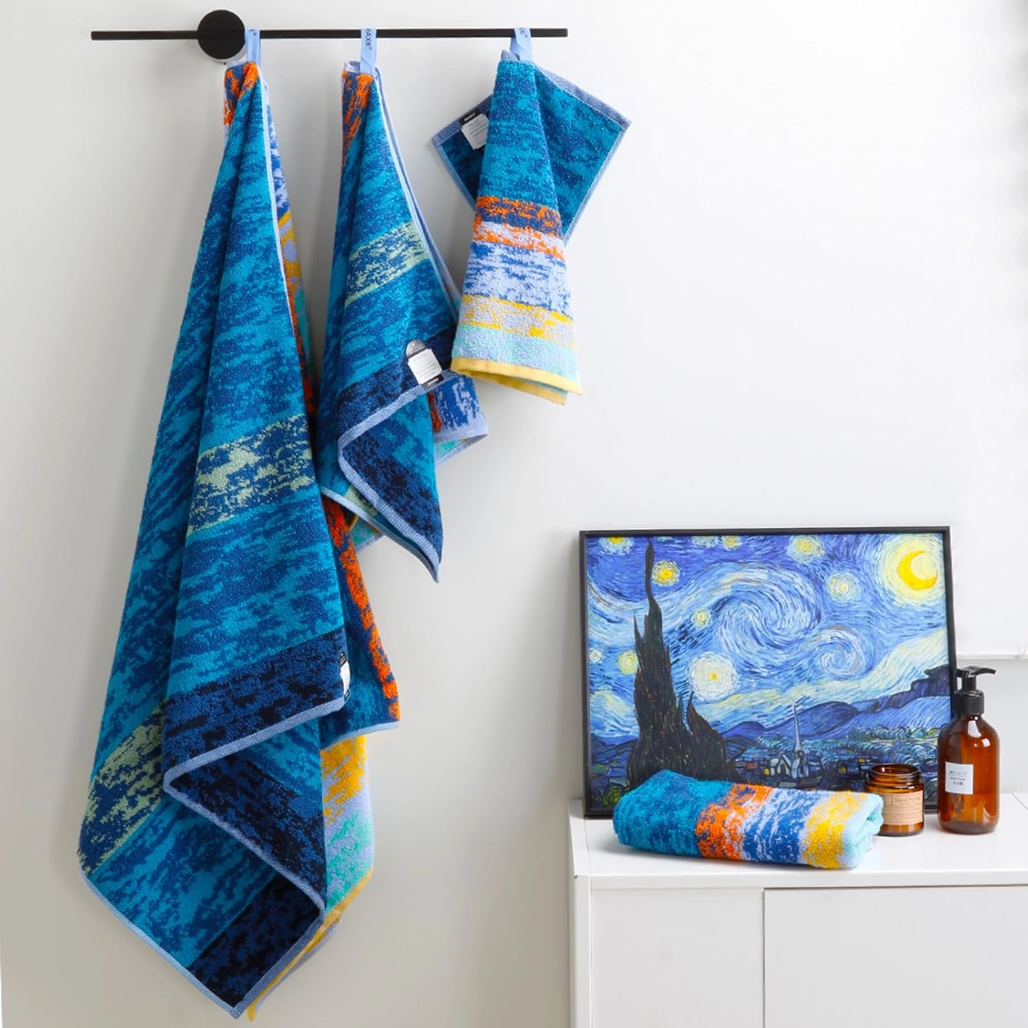 SEMAXE 6-Piece Colorful Bathroom Towel Set - 100% Cotton, 2 Bath Towels, 2 Hand Towels, 2 Washcloths, Lighter Weight, Ultra-Soft and Super Absorbent