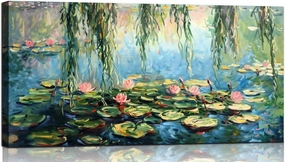 Sense&Sensitivity Arts-Monet Wall Art Large Water Lilies by Claude Monet,Classic Impressionist Wall Art,Famous Painting for Living room Bedroom Bathroom Home Office Wall Decor 20x40inch