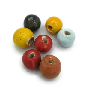 Set of 7 10mm Ceramic Mix Ball Beads, Handmade, Colorful for Jewelry Making or Crafting