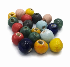Set of 2010mm Ceramic Mix Ball Beads, Handmade, Colorful for Jewelry Making or Crafting