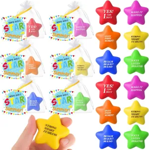 Silkfly 24 Sets Star Stress Balls End of Year Gift for Students Bulk Mini Star Stress Relief Foam Balls with Motivational Cards End of Year Teacher Summer Graduation Gift Bag for Party Favors