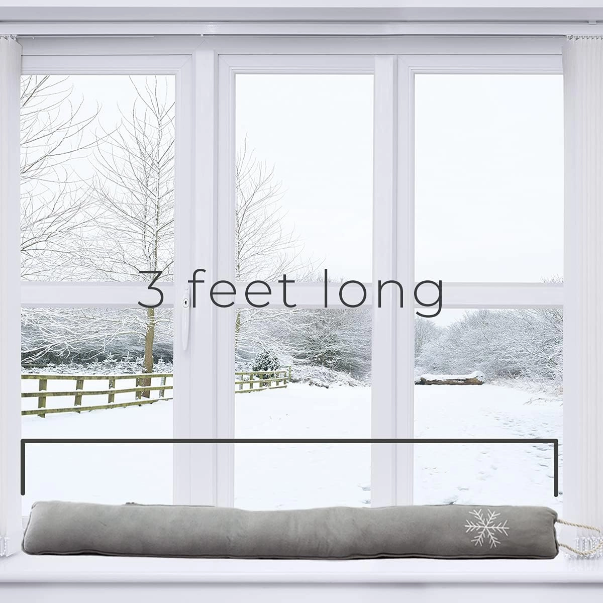 Simply Genius Cold Weather 36 Inch Door Snake Draft Stopper - Wind Blocker for Door Bottom and Window Draft Stopper - Gray Window Wind Blocker