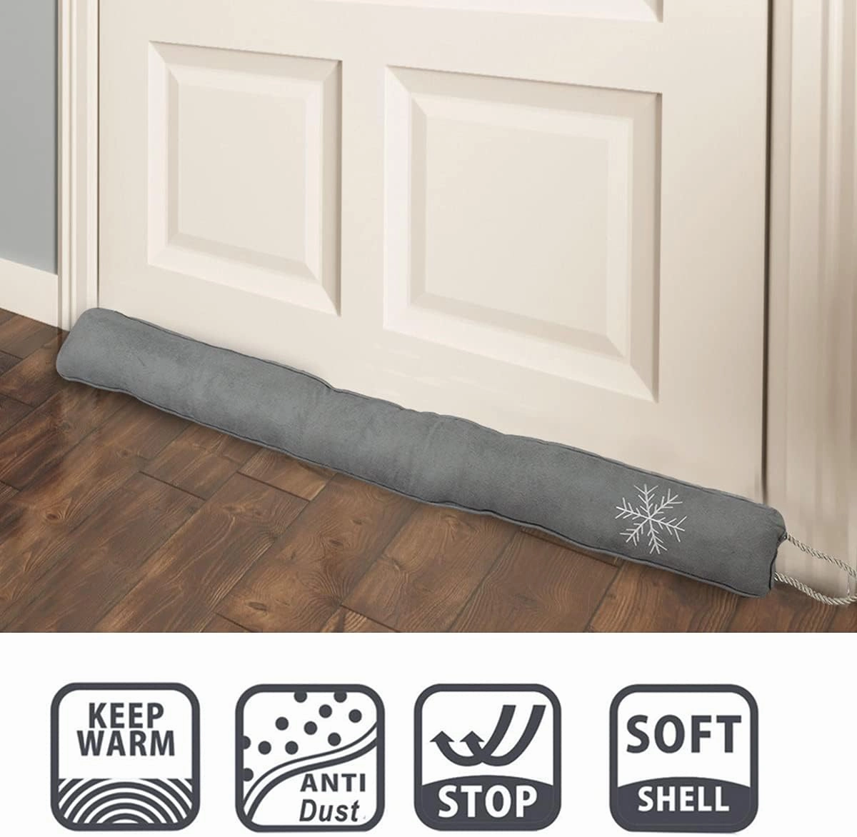 Simply Genius Cold Weather 36 Inch Door Snake Draft Stopper - Wind Blocker for Door Bottom and Window Draft Stopper - Gray Window Wind Blocker
