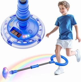 Skip Ball for Kids, Ankle Skip Ball Toy with Counter, Timer and Cal Calculator, Boys Birthday Gifts for Age 6 7 8 9 10 , Rechargeable Colorful Flash Wheel Skip Ball for Boys, Indoor Outdoor Toys