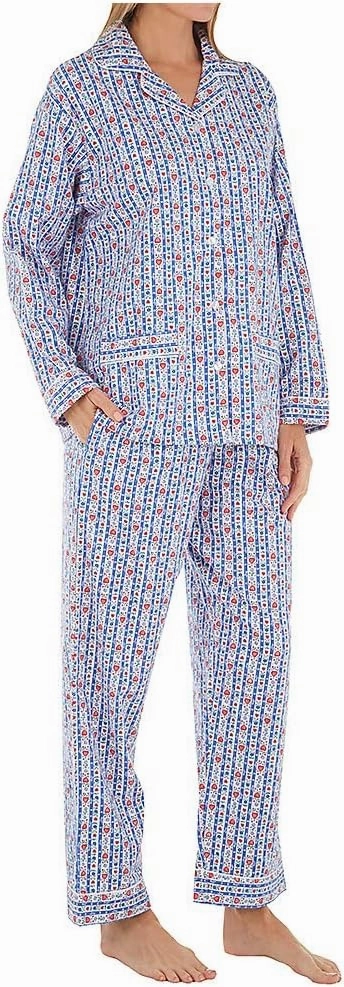 Sleepwear for Women Classic Notch Collar Long Sleeve Flannel Pajama Set