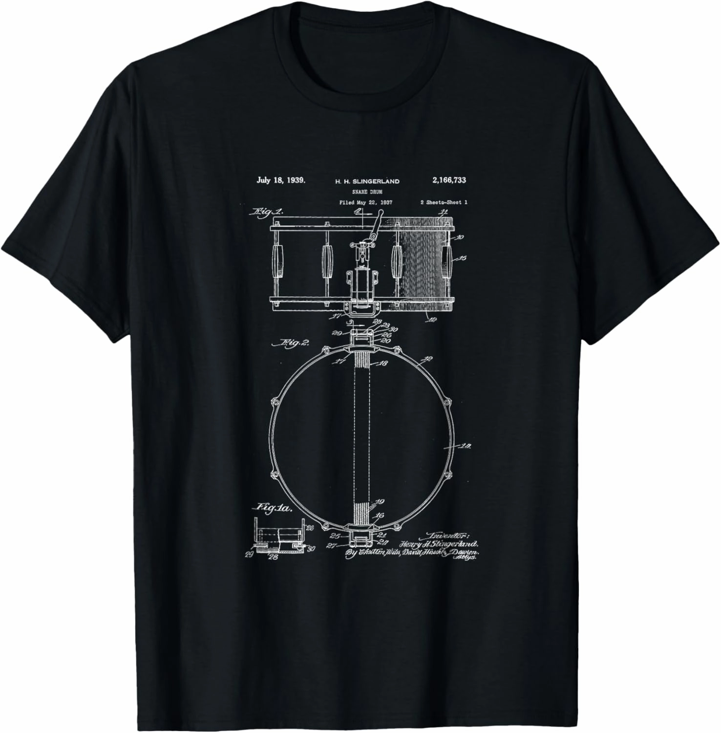 Slingerland Snare Drum 1937 Patent T-Shirt T-Shirt