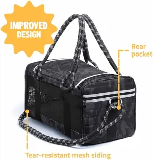 SMALL ROVERLUND Airline-Compliant Pet Carrier | Includes Leash | Suitable for Pets up to 12.5lbs-BLACK