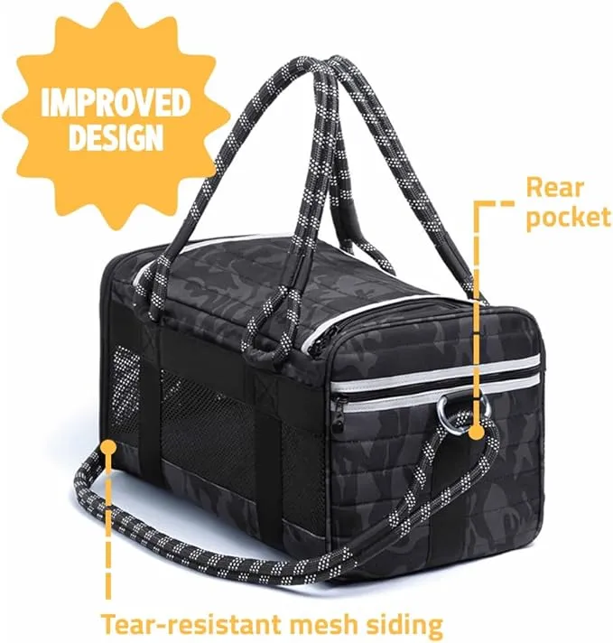 SMALL ROVERLUND Airline-Compliant Pet Carrier | Includes Leash | Suitable for Pets up to 12.5lbs-BLACK