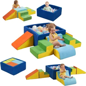 Soft Foam Climbing Blocks and Ball Pit 6PCS Toddler Climbing Toys Indoor Colorful Soft Play Climbing for Toddler for Crawling Sliding Building(Balls not Included)
