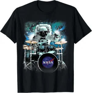 Space Drum Playing Astronaut T-Shirt