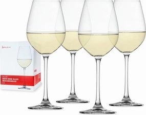 Spiegelau Salute White Wine Glasses, Set of 4, European-Made Lead-Free Crystal, Classic Stemmed, Dishwasher Safe, Professional Quality White Wine Glass Gift Set, 16.4 oz