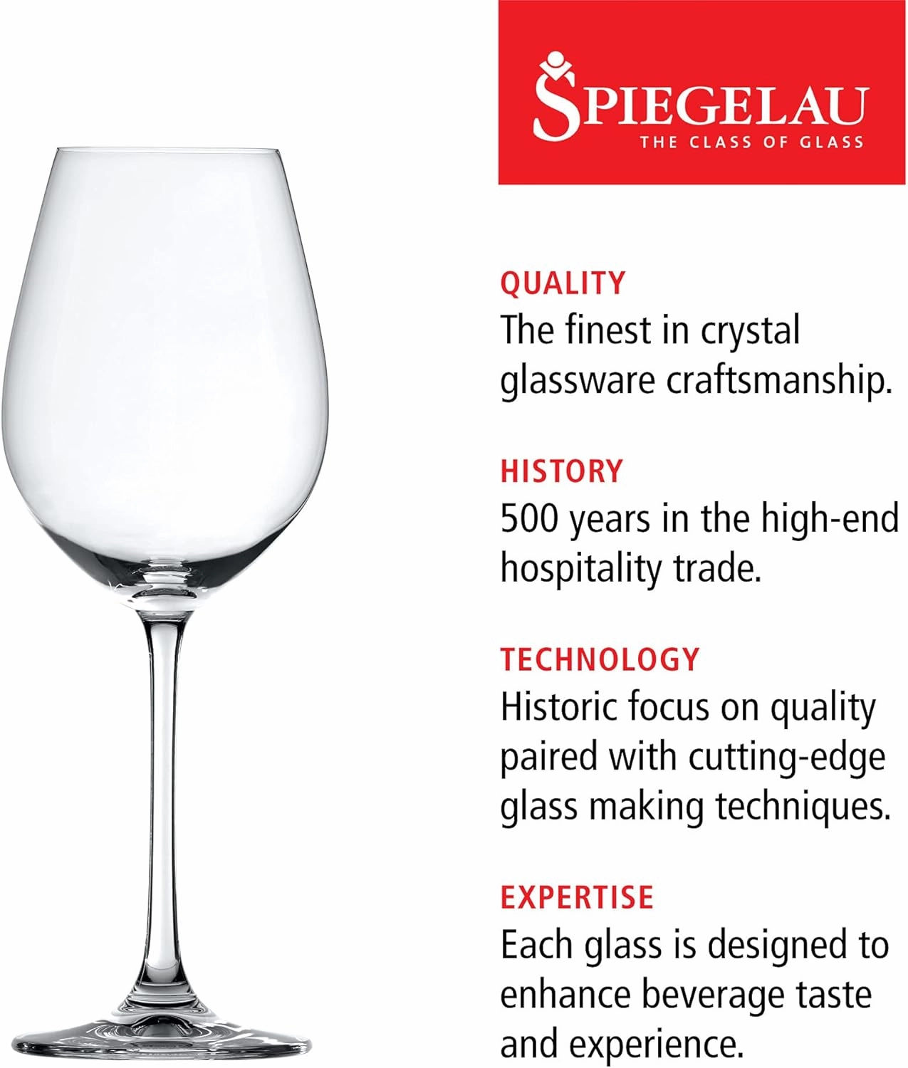 Spiegelau Salute White Wine Glasses, Set of 4, European-Made Lead-Free Crystal, Classic Stemmed, Dishwasher Safe, Professional Quality White Wine Glass Gift Set, 16.4 oz