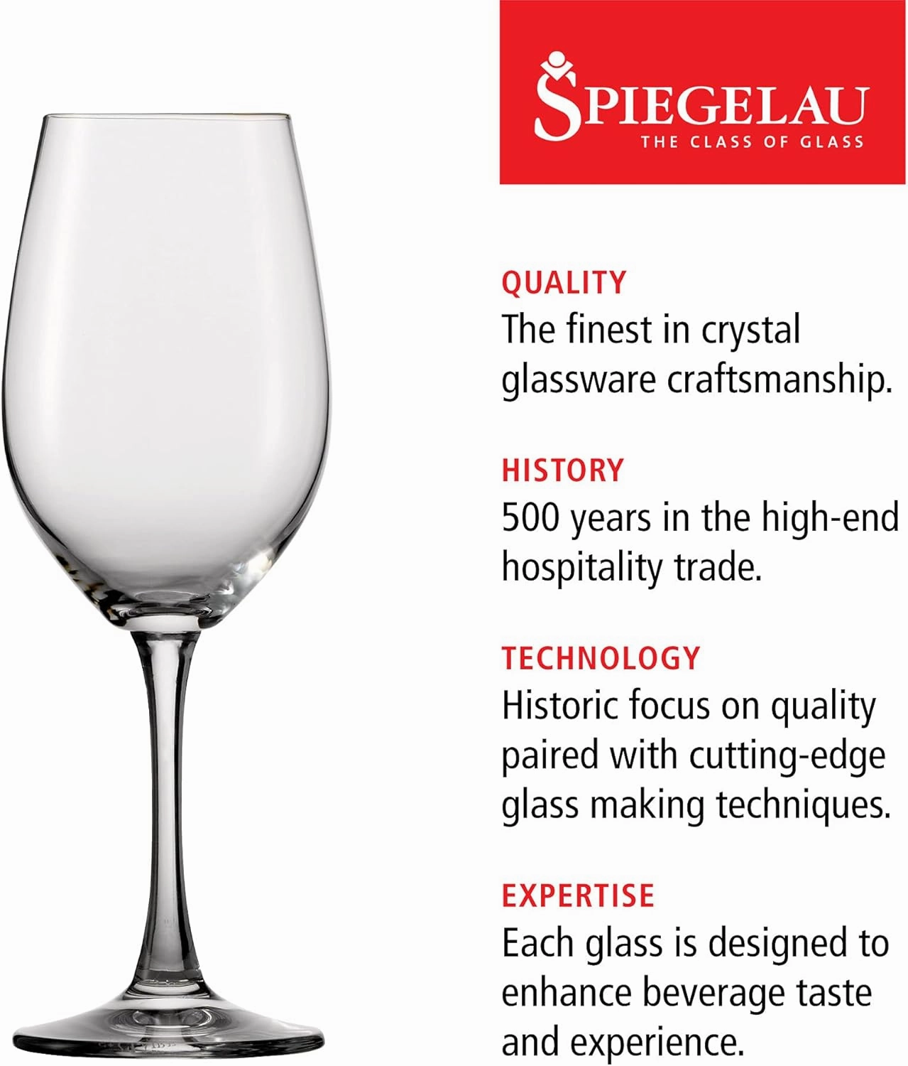 Spiegelau Wine Lovers White Wine Glasses, Set of 4, European-Made Lead-Free Crystal, Classic Stemmed, Dishwasher Safe, Professional Quality White Wine Glass Gift Set, 13.4 oz