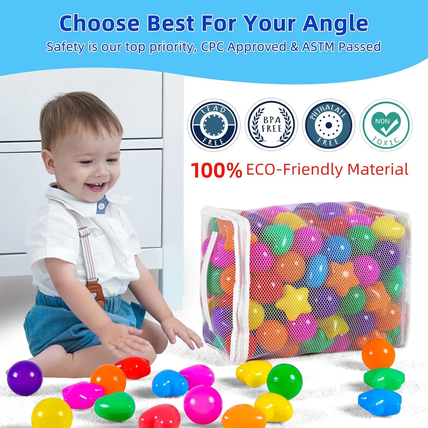 STARBOLO Star Ball Pit Balls for Toddlers -200pcs Phthalate Free BPA Free Crush Proof Play Toy Balls Play Tent Pool Playhouse Playpen Party Decoration.