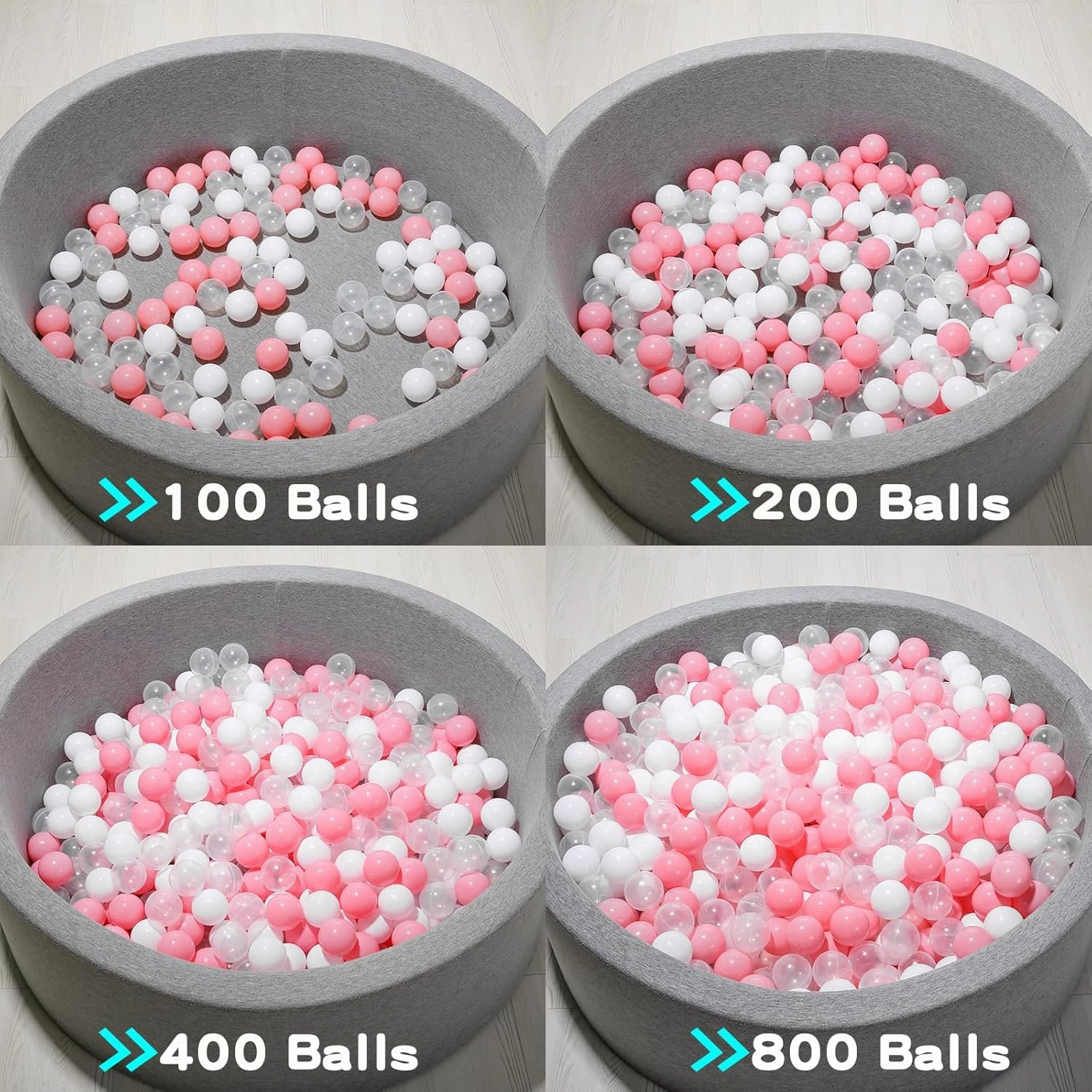 STARBOLO Ball Pit Balls Pack of 100 - BPA&Phthalate Free Non-Toxic Crush Proof Play Pit Soft Plastic Ball for 1 2 3 4 5 Years Old Toddlers Baby Kids Birthday Pool Tent Party