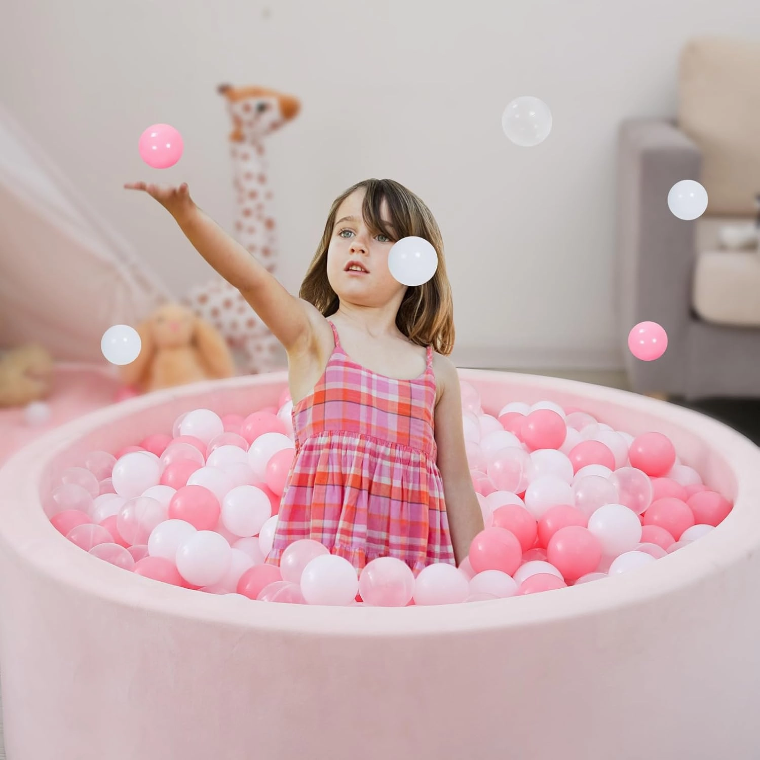 STARBOLO Ball Pit Balls Pack of 100 - BPA&Phthalate Free Non-Toxic Crush Proof Play Pit Soft Plastic Ball for 1 2 3 4 5 Years Old Toddlers Baby Kids Birthday Pool Tent Party