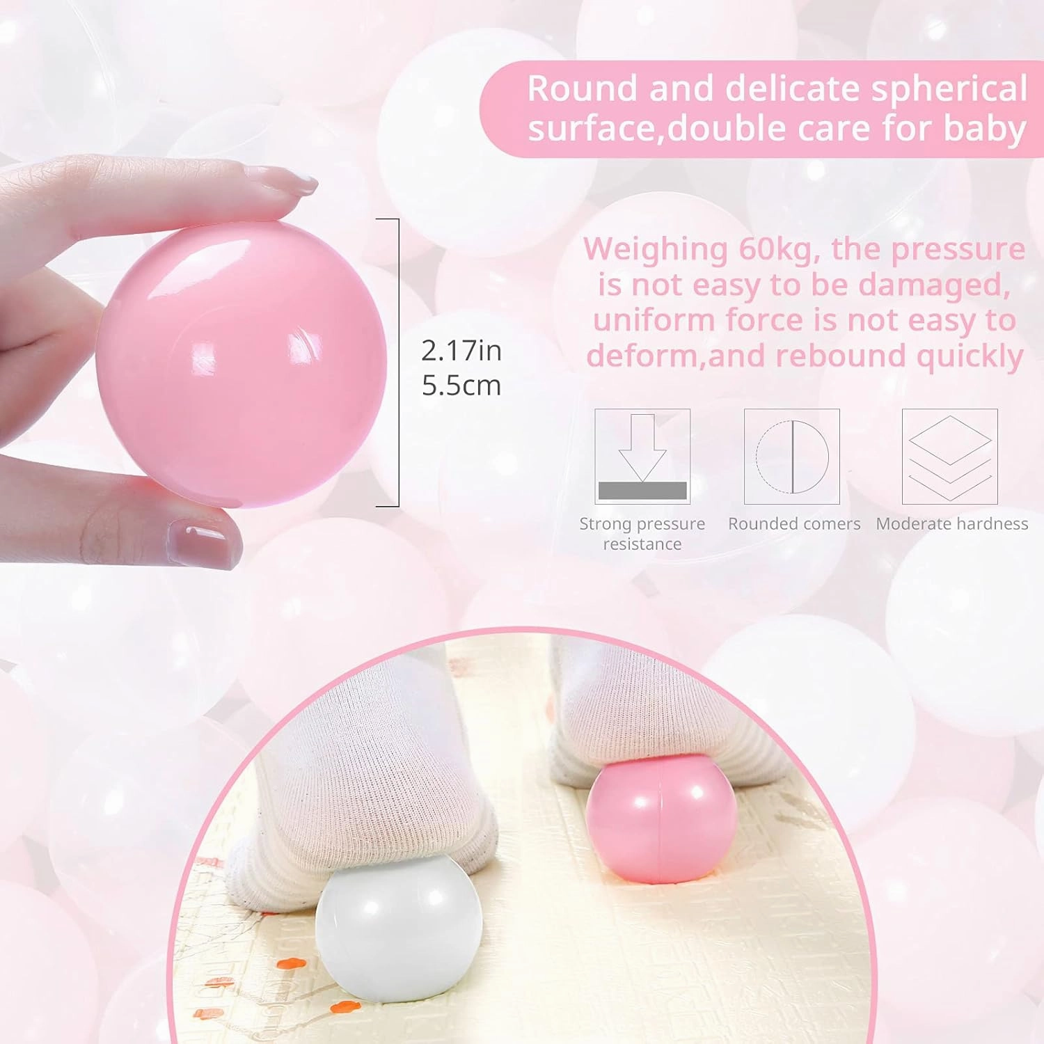 STARBOLO Ball Pit Balls Pack of 100 - BPA&Phthalate Free Non-Toxic Crush Proof Play Pit Soft Plastic Ball for 1 2 3 4 5 Years Old Toddlers Baby Kids Birthday Pool Tent Party