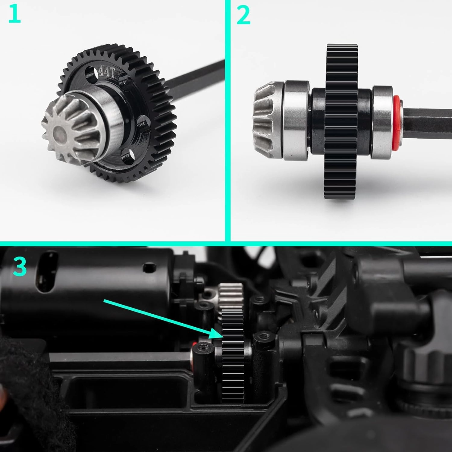 Steel Main Gear 0.5M 44T 48T RC Spur Gear for Arrma 1/18 Granite Grom Typhon Grom 1/14 Mini Mojave Grom 2S 1/12 Losi Nascar Upgrade (44T)