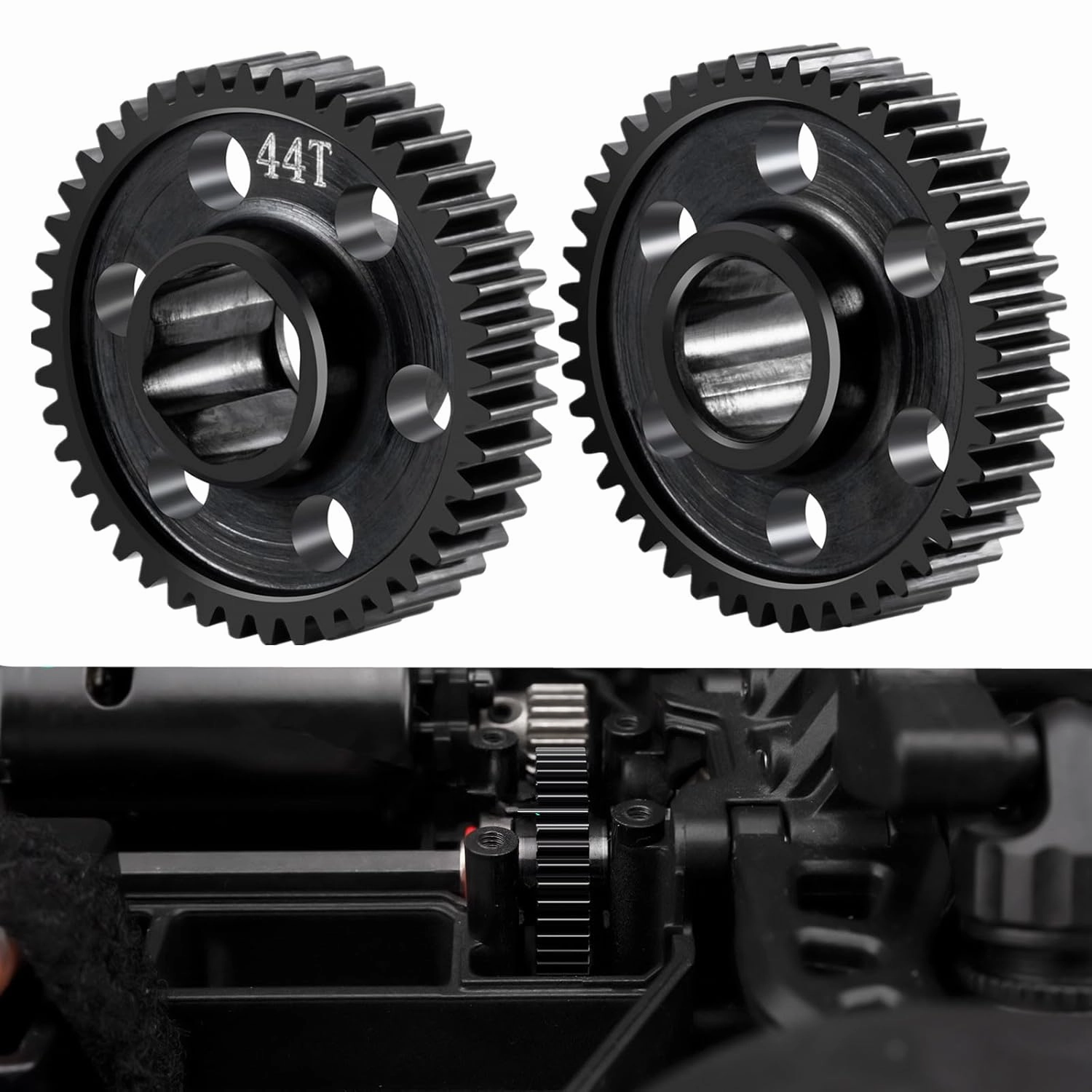 Steel Main Gear 0.5M 44T 48T RC Spur Gear for Arrma 1/18 Granite Grom Typhon Grom 1/14 Mini Mojave Grom 2S 1/12 Losi Nascar Upgrade (44T)