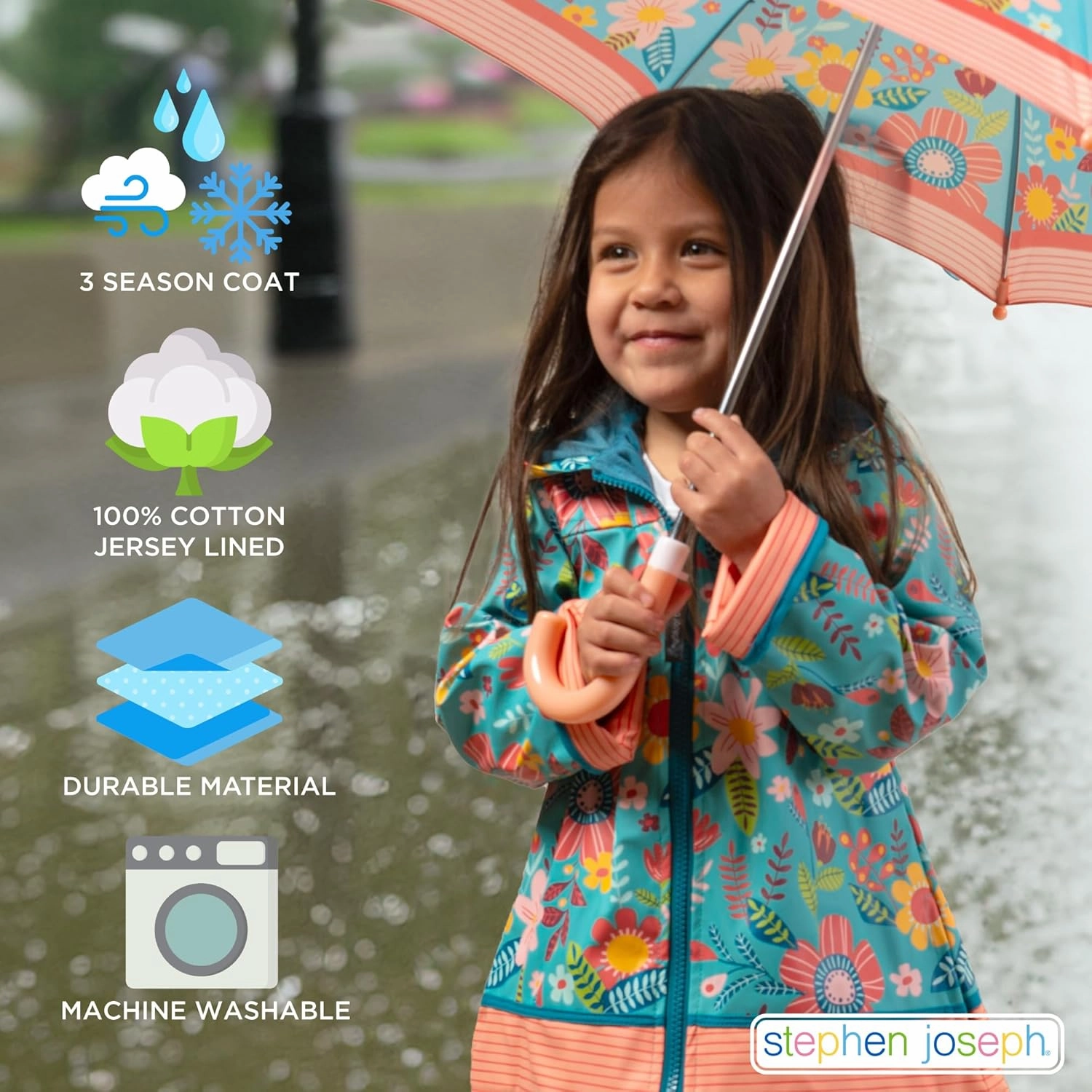 Stephen Joseph girls Stephen Joseph Raincoat, Mermaid, 7T 8T US