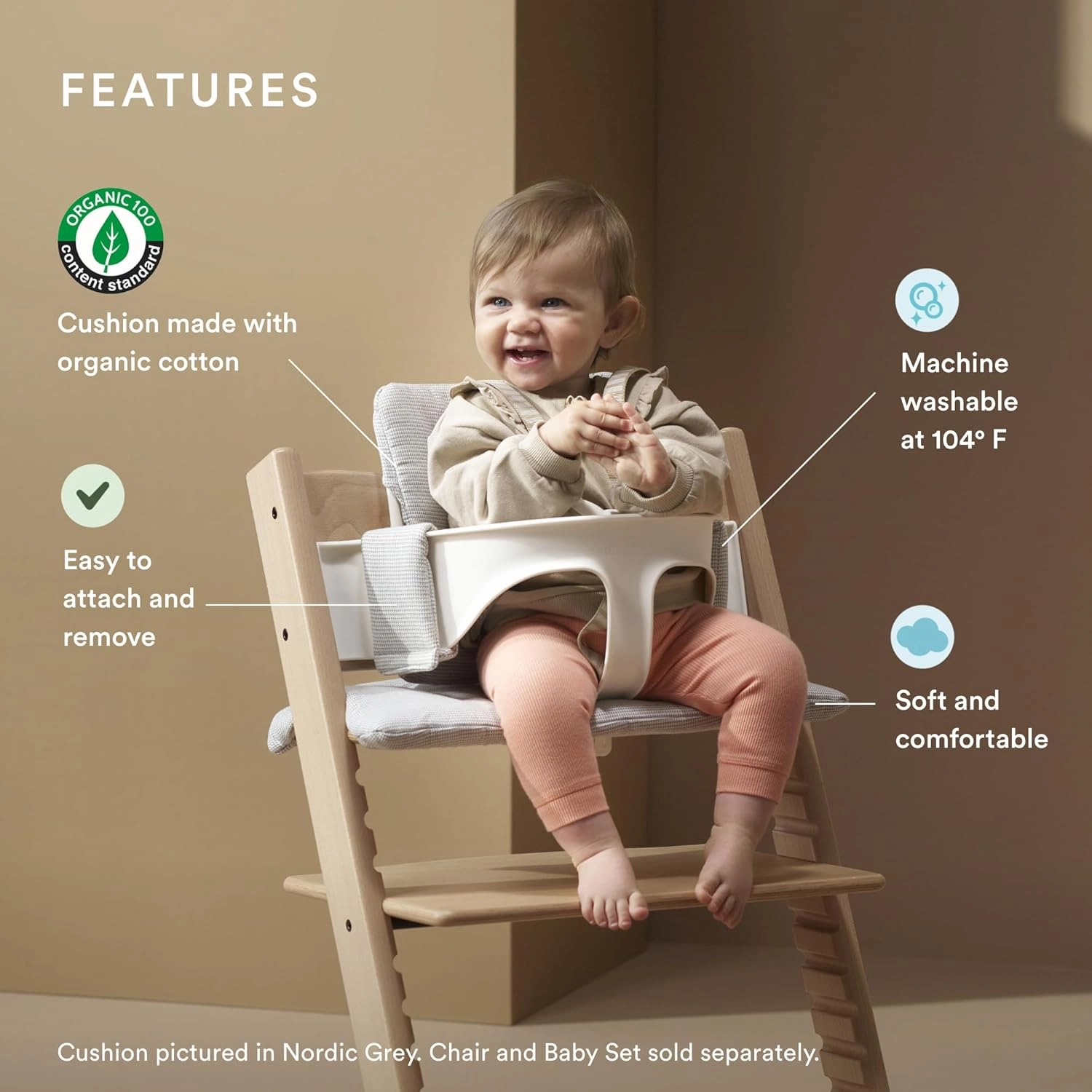 Stokke Tripp Trapp Classic Cushion 2, Terracotta - Pair with Tripp Trapp Chair or High Chair for Support & Comfort - Machine Washable