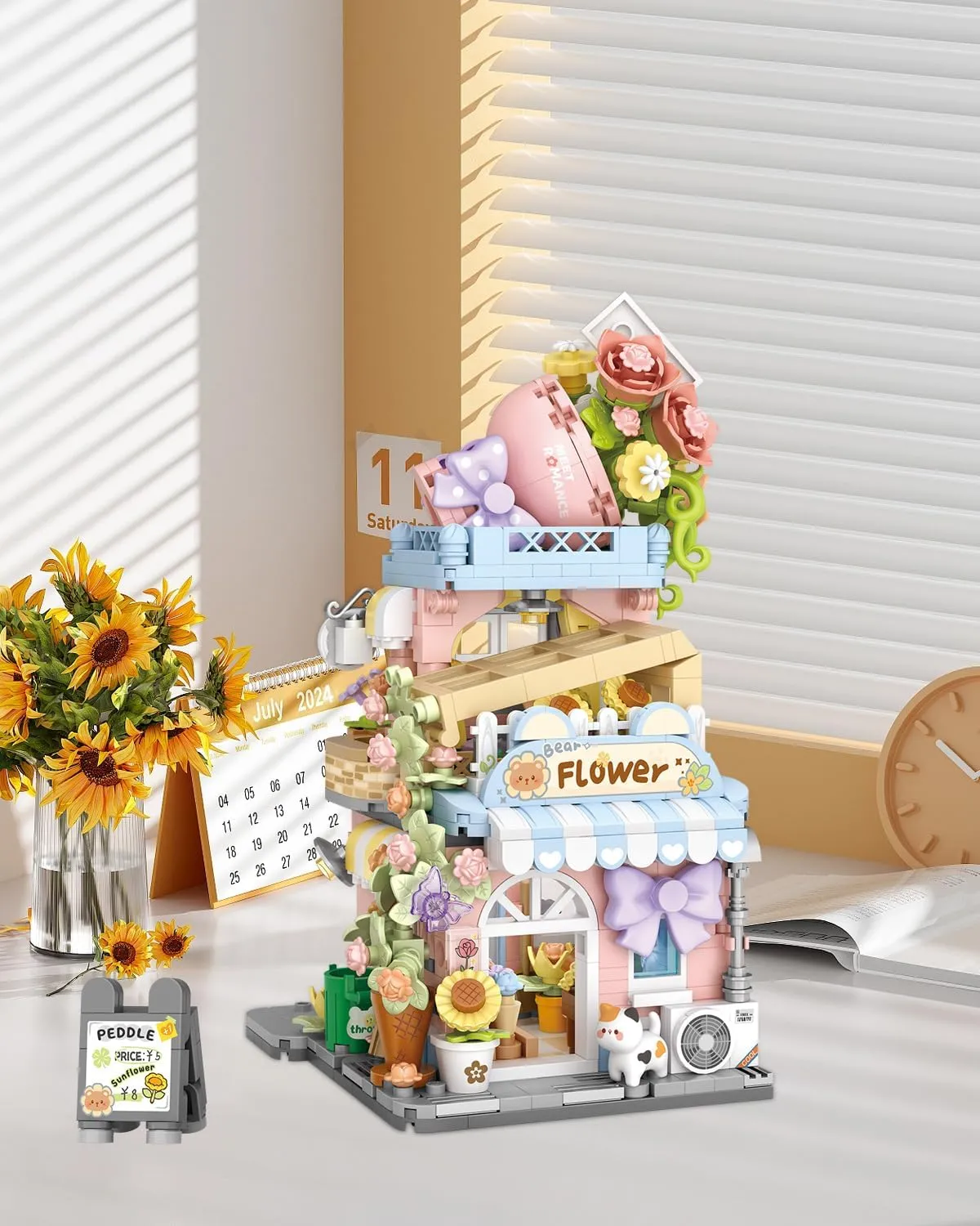 Street View Flower Shop Building Blocks Set, Creative Greenhouse Theme House, Mini Blocks Simulation Architecture Construction Toy, Unique Gift for Adults (4802)