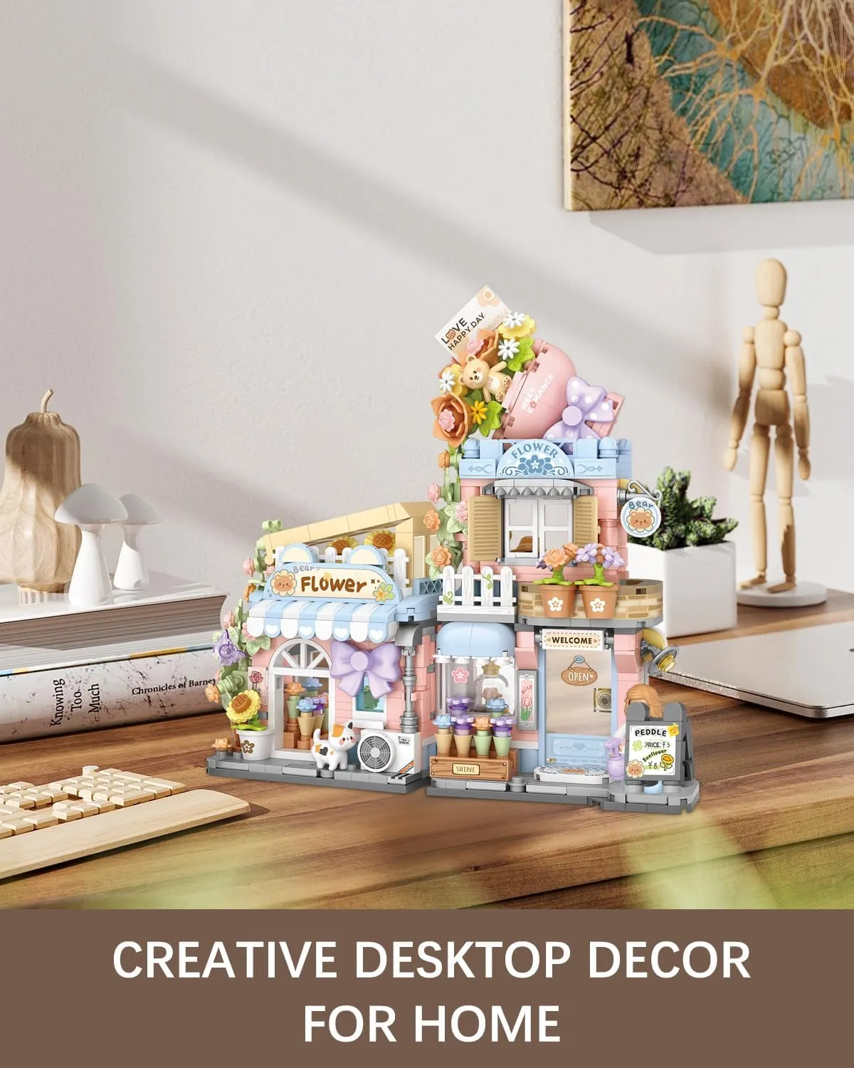 Street View Flower Shop Building Blocks Set, Creative Greenhouse Theme House, Mini Blocks Simulation Architecture Construction Toy, Unique Gift for Adults (4802)