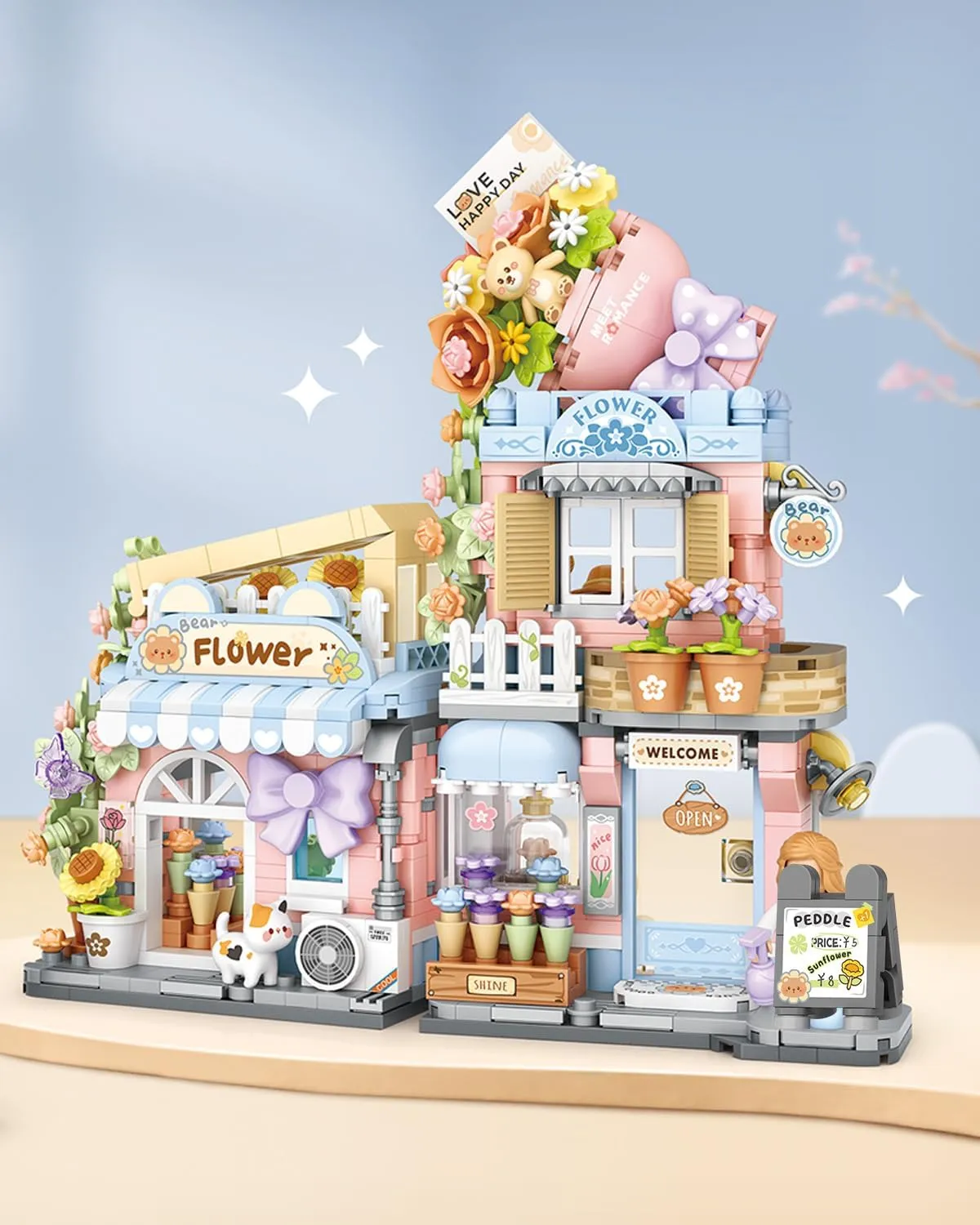 Street View Flower Shop Building Blocks Set, Creative Greenhouse Theme House, Mini Blocks Simulation Architecture Construction Toy, Unique Gift for Adults (4802)