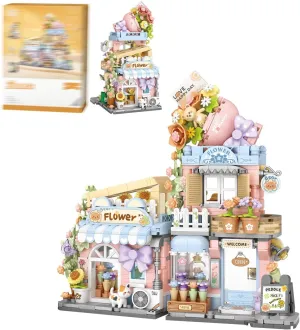 Street View Flower Shop Building Blocks Set, Creative Greenhouse Theme House, Mini Blocks Simulation Architecture Construction Toy, Unique Gift for Adults (4802)