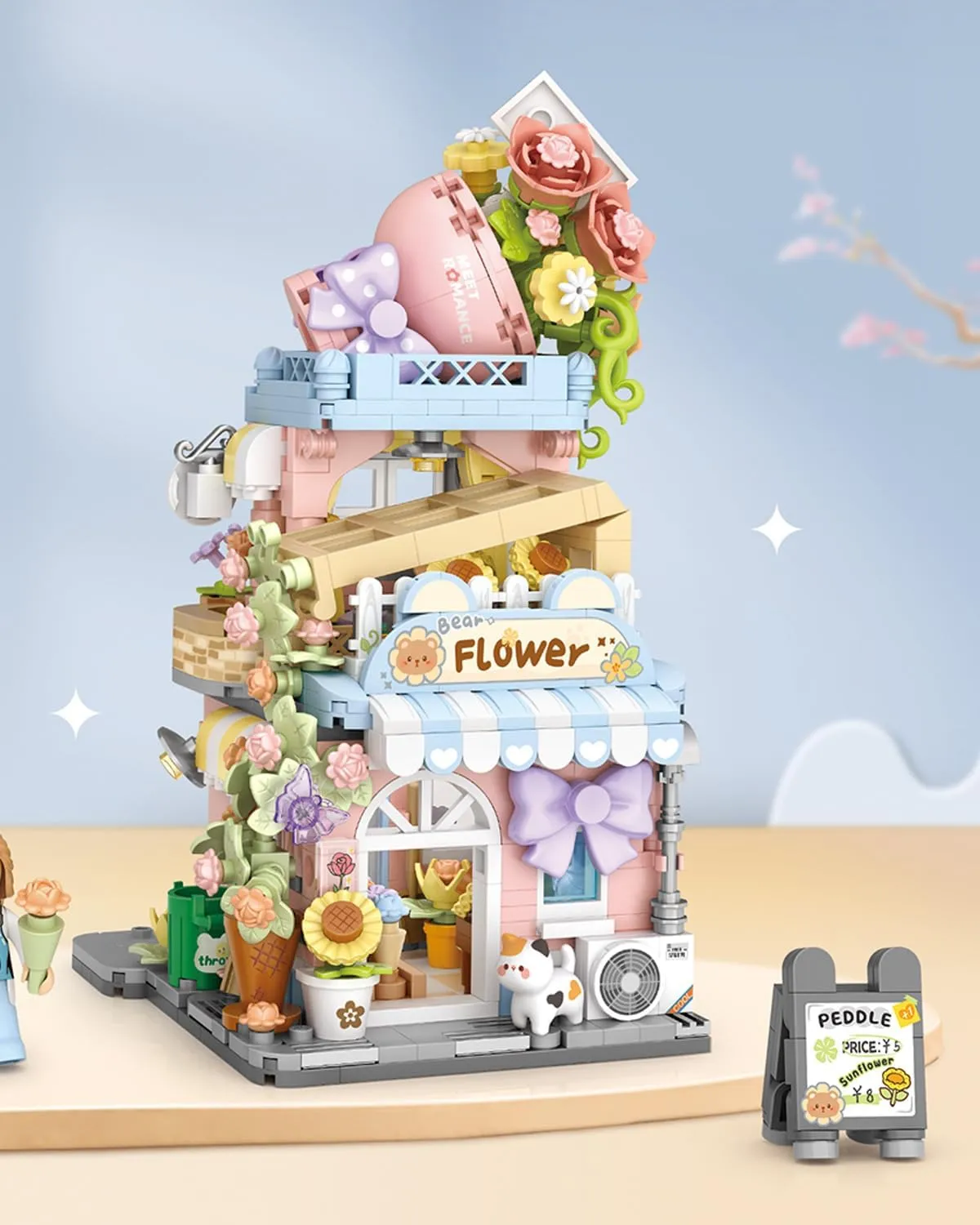Street View Flower Shop Building Blocks Set, Creative Greenhouse Theme House, Mini Blocks Simulation Architecture Construction Toy, Unique Gift for Adults (4802)