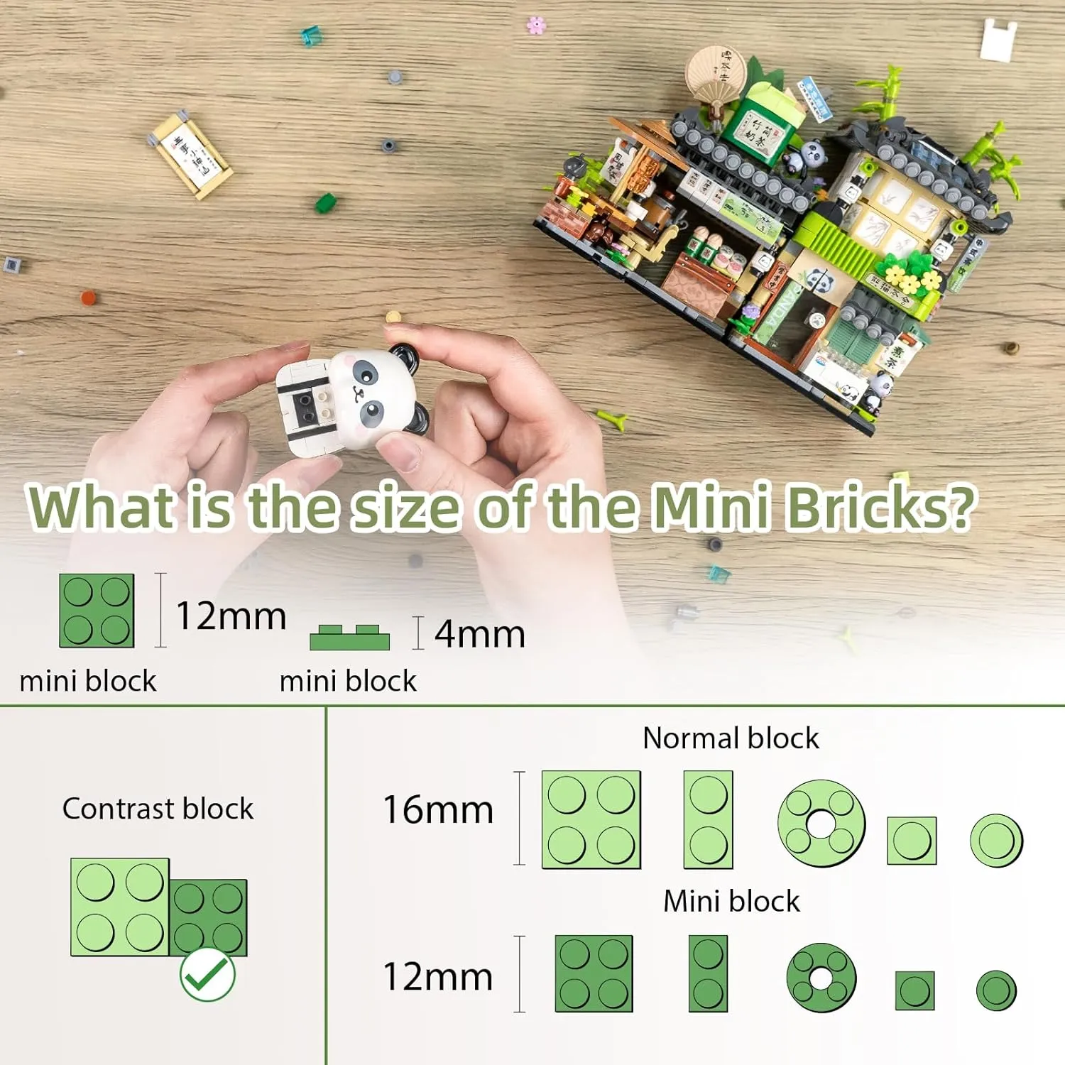 Street View Tea Shop Mini Building Blocks Set, Cute Panda Animals Building Toys Girls 6-12, Simulation Architecture Construction Toy, Birthday Gift for Kids Adults (860PCS)