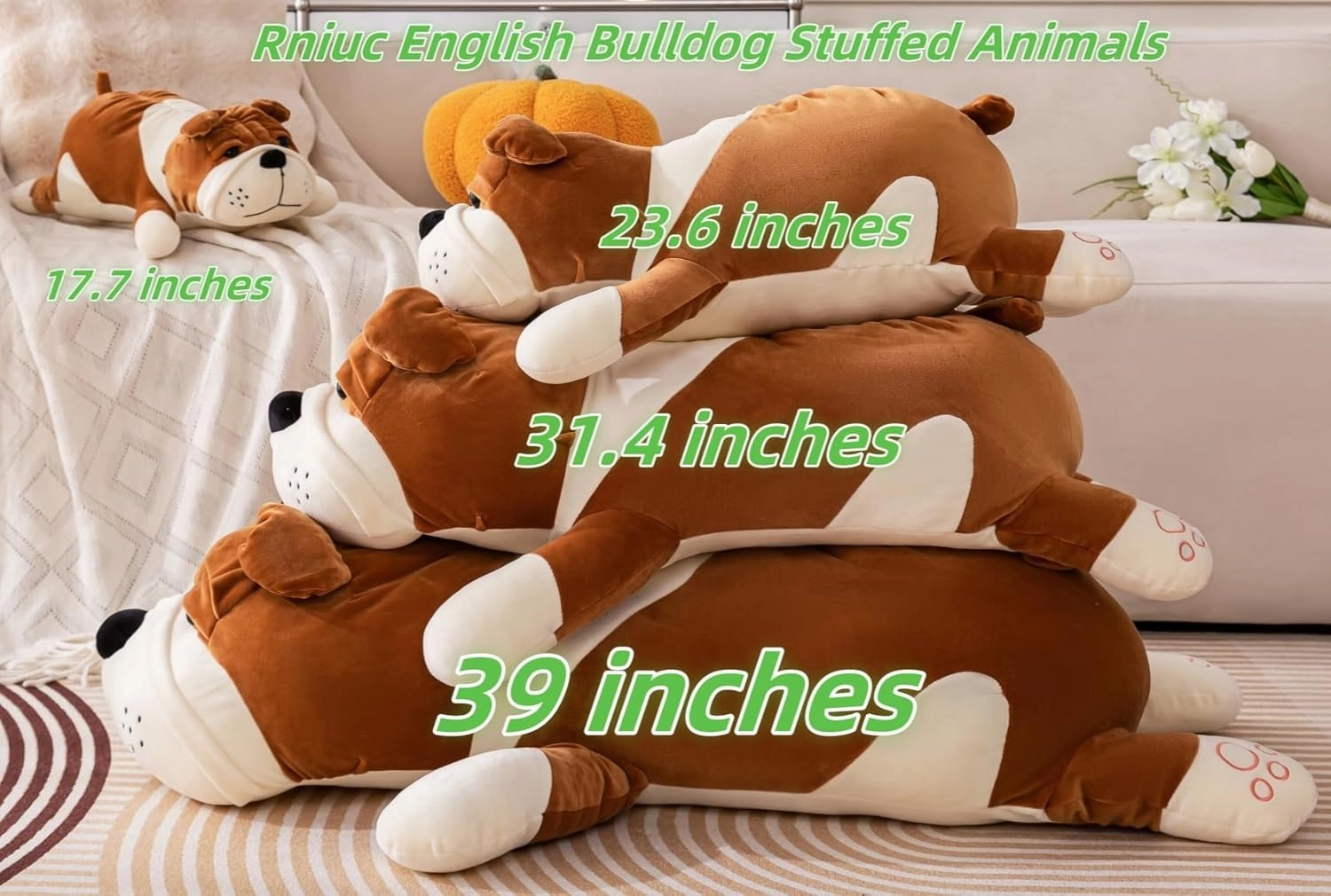 Stuffed Animals Dog,Yellow 17.7in Stuffed Bulldog Stuffed Animal Dogs Cute Plush Toy Pillow Dog Plush Animal Gifts for Adults Kids Boys and Girls