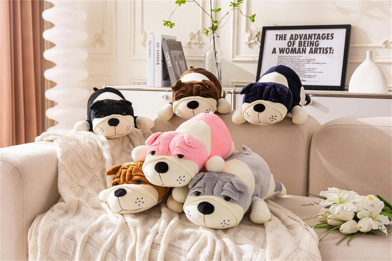 Stuffed Animals Dog,Yellow 17.7in Stuffed Bulldog Stuffed Animal Dogs Cute Plush Toy Pillow Dog Plush Animal Gifts for Adults Kids Boys and Girls