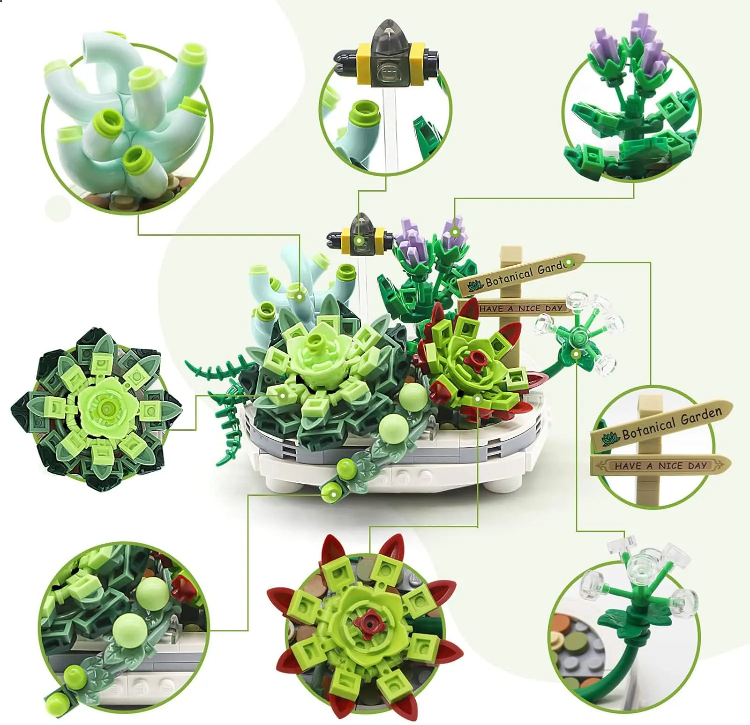 Succulent Bonsai Plant Sets, Mini Bricks Flower Botanical Building Kit Creative for Kids Adults 8 , Room Or Home Decor (389 Pieces) - No Compatible Classic Bricks