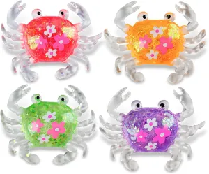 Sugar Ball Stress Relief Squeeze Toys - Fun Sensory Fidget Toys Perfect Party Favors, Gifts, and Relaxation Toys for Kids and Adults (4 Set Crab)
