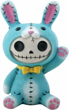 SUMMIT COLLECTION Furrybones Blue Bun Bun Signature Skeleton in Bunny Rabbit Costume Wearing Yellow Bow Tie
