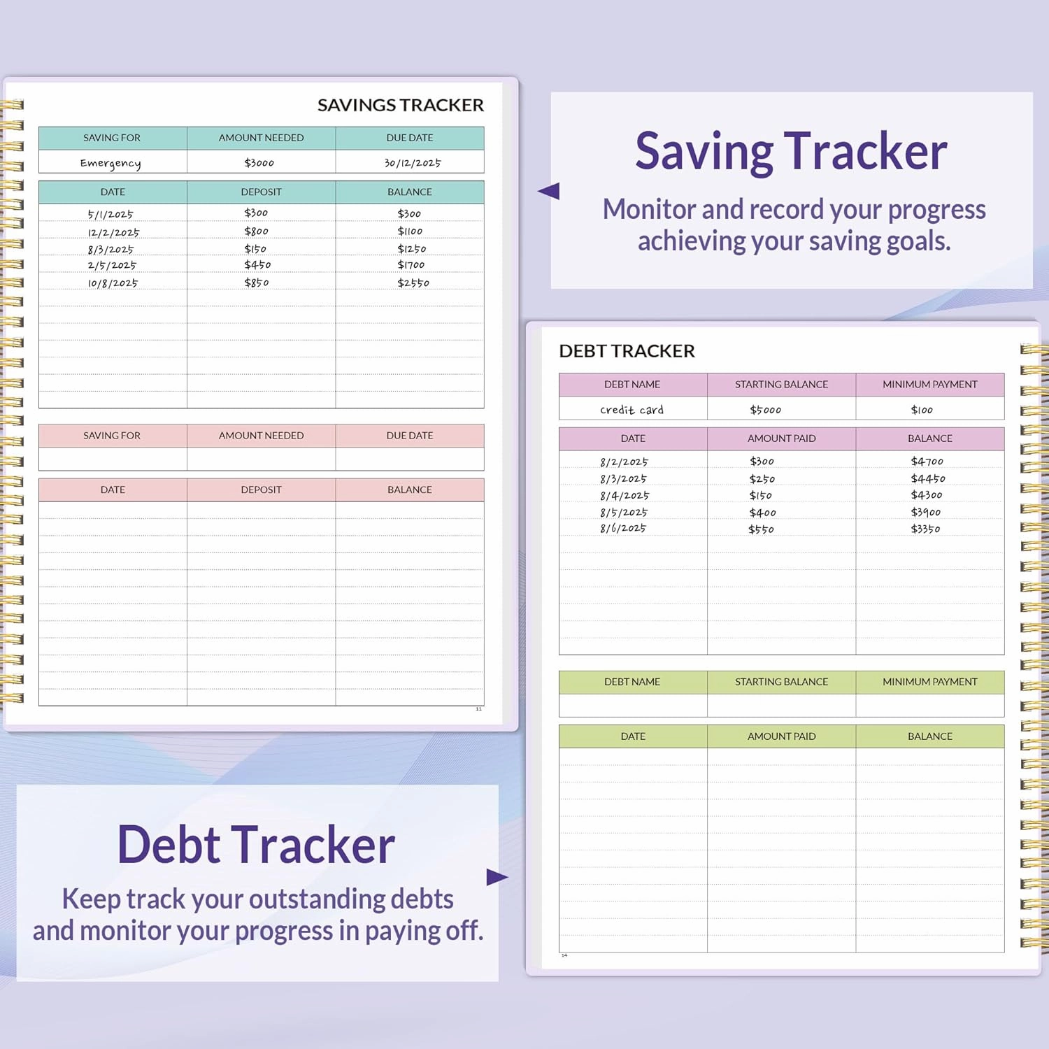 SUNEE Budget Planner - Monthly Budget Book with Expense Tracker Notebook, A4(8.5" x 11") Undated 12 Month Bill Organizer & Finance Planner to Manage Your Money, Account Book with Colorful Tab, Purple