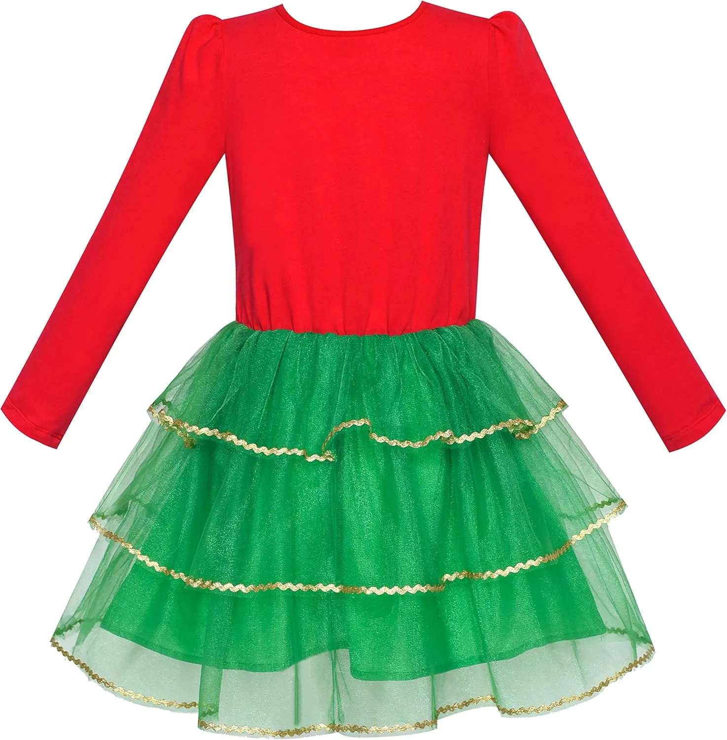 Sunny Fashion Girls Dress Reindeer Headband Santa Christmas Long Sleeve Party Dress