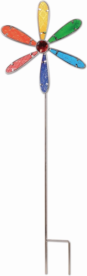 Sunset Vista Designs Pinwheel Wind Spinner Garden Stake, 28-Inches, Rainbow