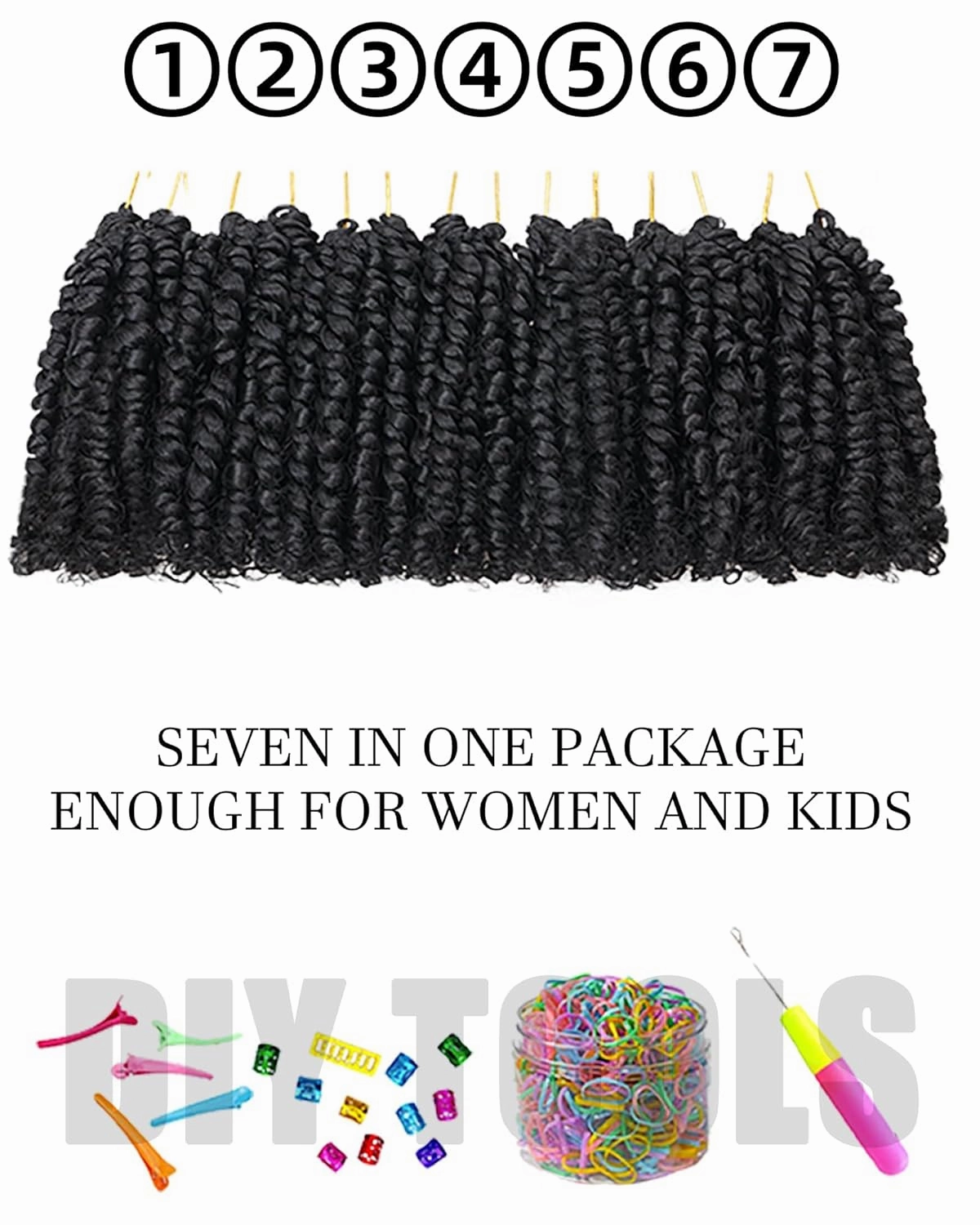 Super Short Passion Twist Crochet Hair for Black Women and Kids-4 Inch 7 Packs Natural Black Pre Looped Pretwisted Passion Twist Hair,Bob Spring Kinky Twist Bohemian Curl(4"-7P,1B#)