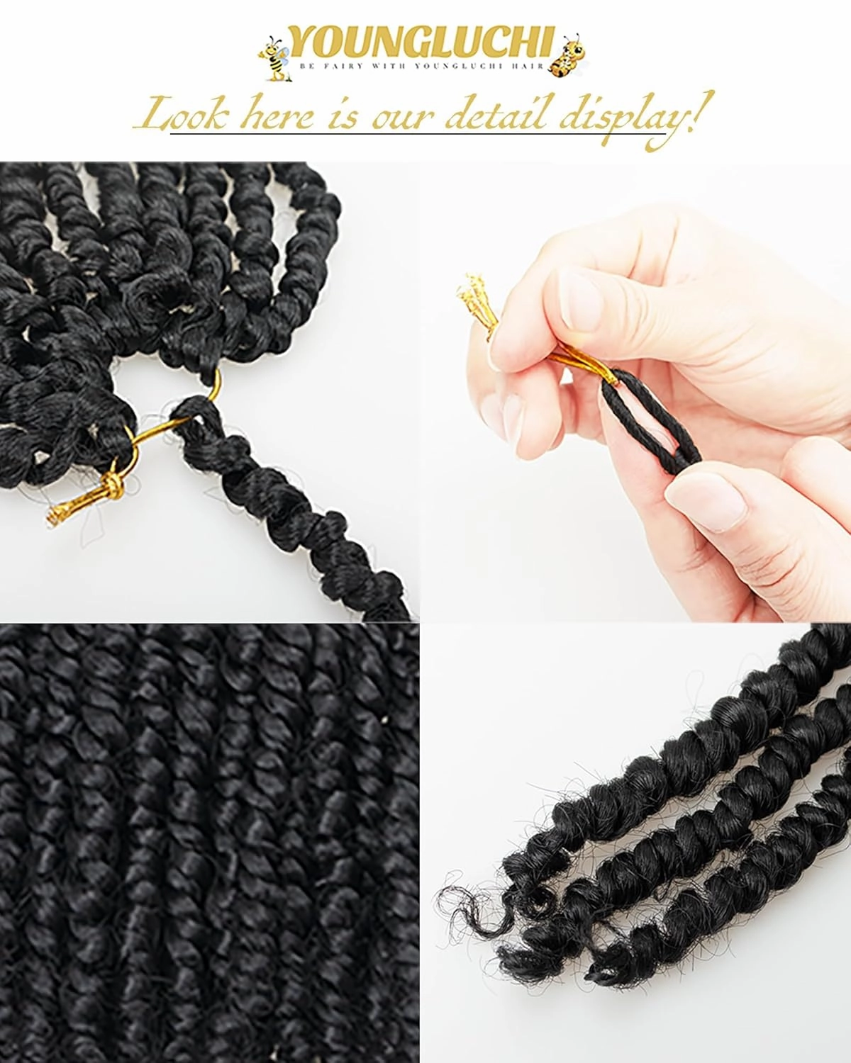 Super Short Passion Twist Crochet Hair for Black Women and Kids-4 Inch 7 Packs Natural Black Pre Looped Pretwisted Passion Twist Hair,Bob Spring Kinky Twist Bohemian Curl(4"-7P,1B#)