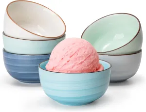 Sweese Small Bowls - 4 Oz Mini Bowls Set of 6, Dipping Bowls for Sauces, Blue Porcelain Dessert Bowls for Kitchen, Dishwasher & Microwave Safe, Multicolor, Cool Assorted Colors