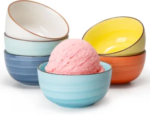 Sweese Small Porcelain Bowls - 4 Oz Mini Dipping Bowls Set of 6, Multicolor, Dishwasher & Microwave Safe, Hot Assorted Colors