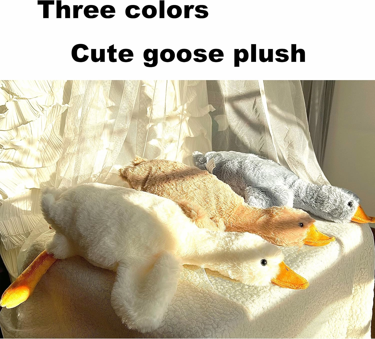 Tanha Small Goose Stuffed Animal，3 Pack 20 Inch Goose Plush Pillow Toy, Cute Goose Stuffed Animal Duck Plush Pillow