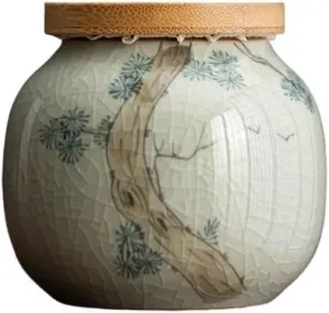 Tea Canister Simple Hand-painted Tea Canister Household Ceramic Sealed Storage Container Tins Jar 210ml Tea Caddy