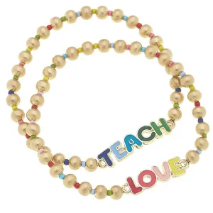 Teach/Love Gold Stretch Bracelet
