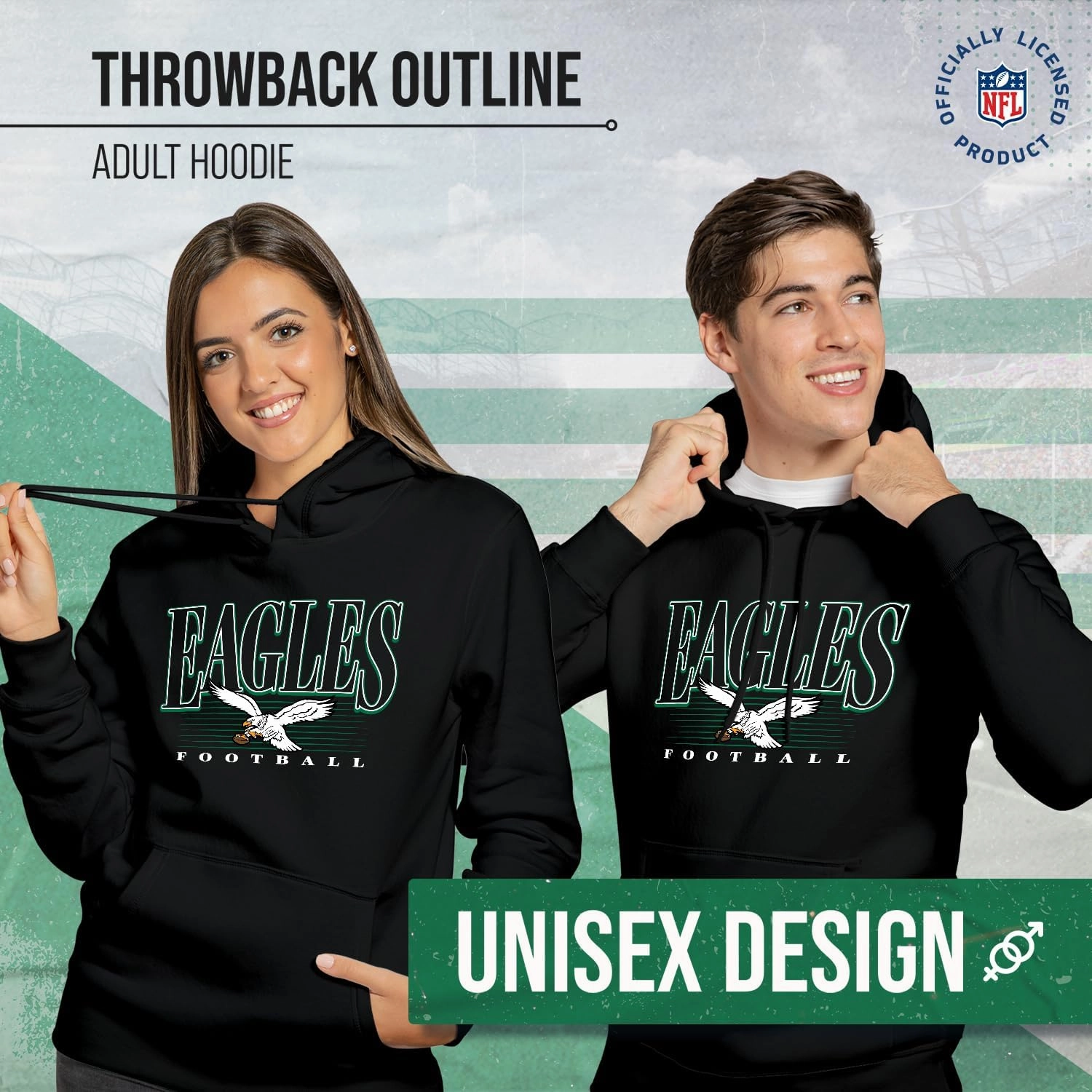 Team Fan Apparel NFL Adult Unisex Overtime Blueprint Soft Fleece Hooded Sweatshirt, Officially Licensed Football Hoodie!