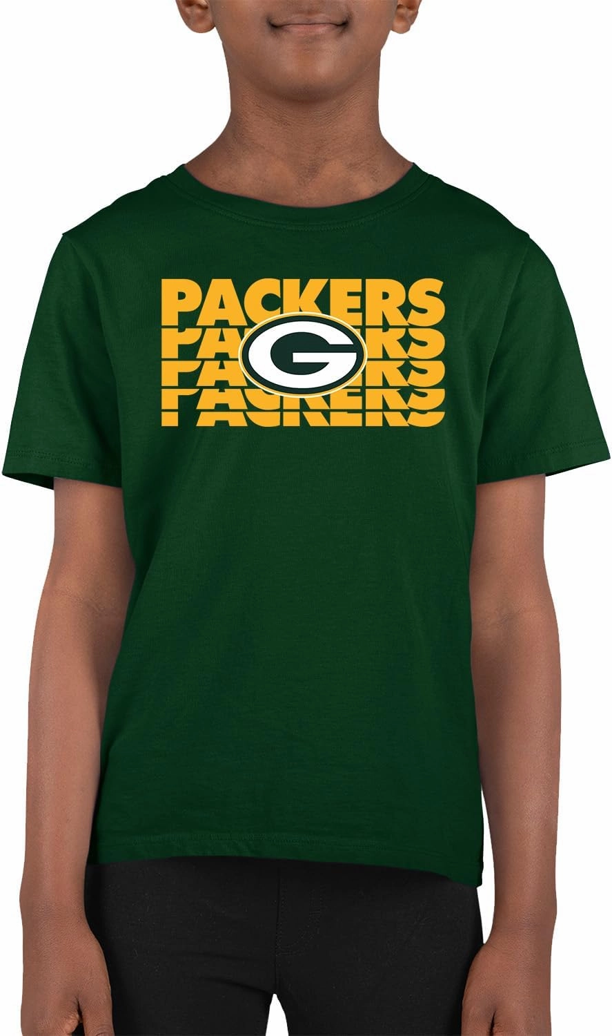 Team Fan Apparel NFL Youth Repeating Logo Football T-Shirt Unisex Tag Free Comfortable, Kids Boys Girls, Lightweight Soft