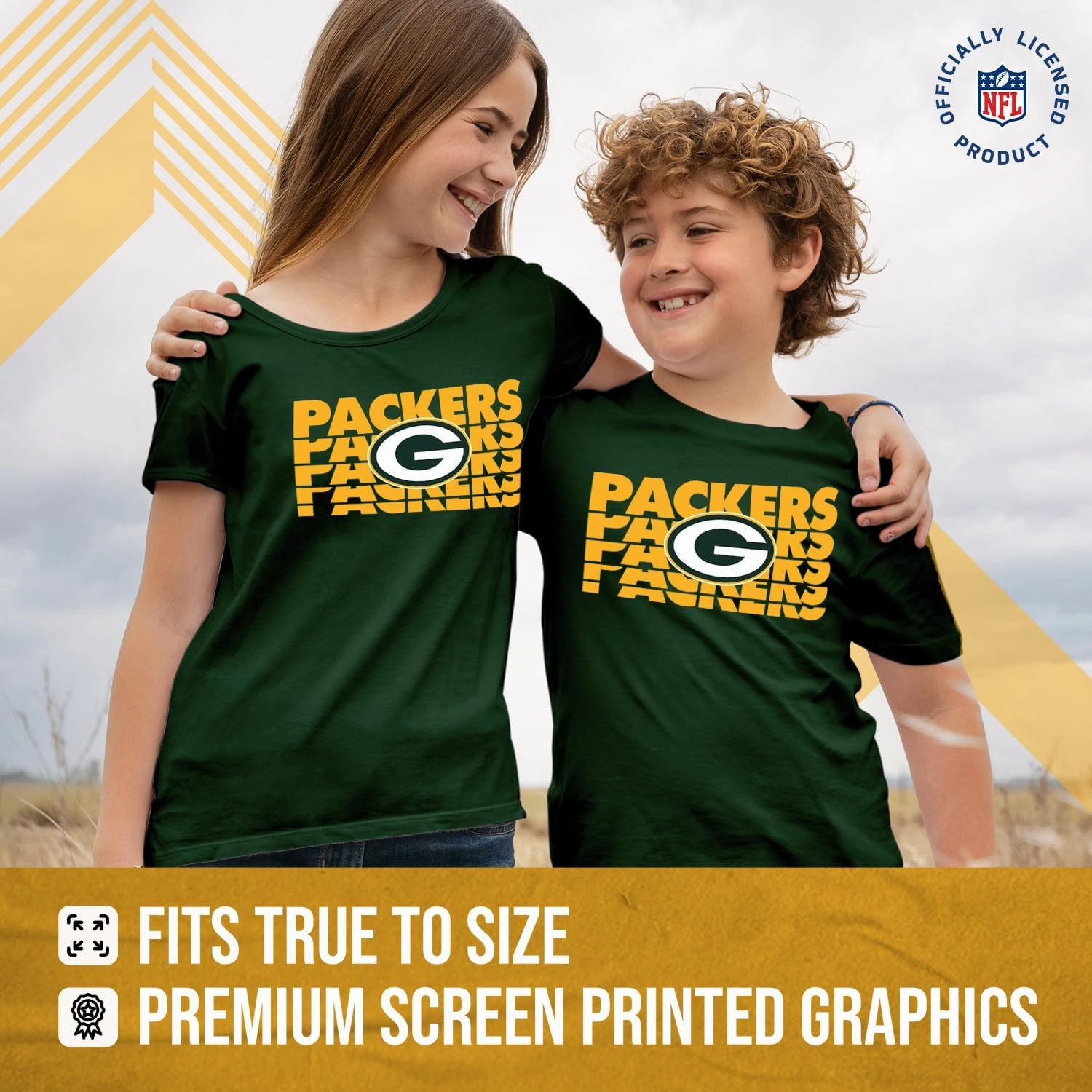Team Fan Apparel NFL Youth Repeating Logo Football T-Shirt Unisex Tag Free Comfortable, Kids Boys Girls, Lightweight Soft